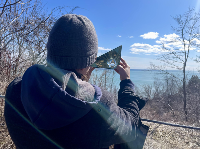 Playing with a Kaleidoscope by the lake