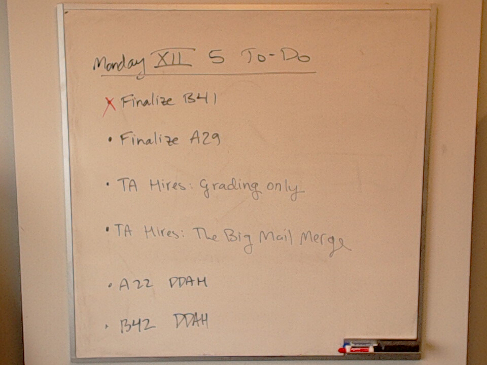 A photo of a whiteboard titled: Pre-Exam To-Do