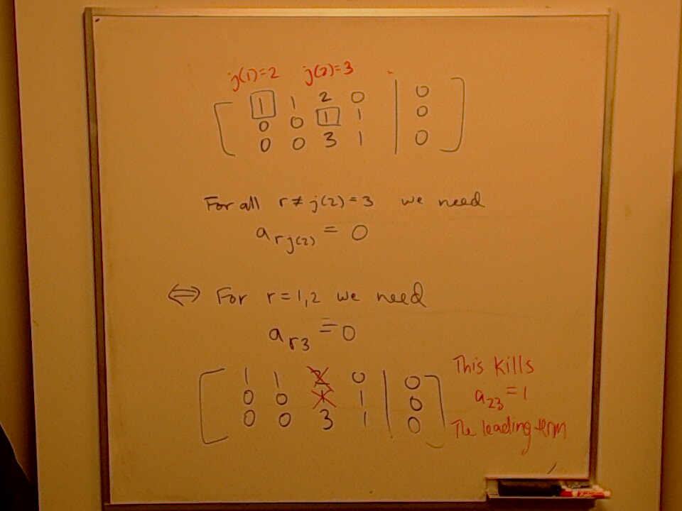 A photo of a whiteboard titled: Rows and Columns in Elimination