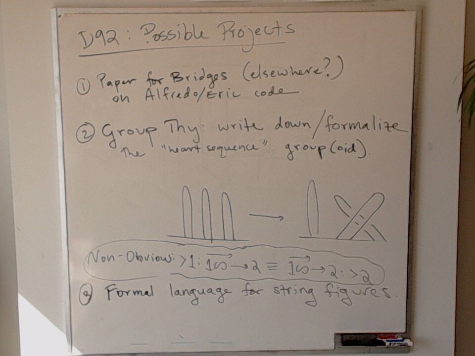 A photo of a whiteboard titled: D92: Possible Projects