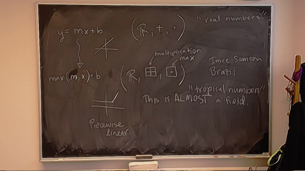 A photo of a whiteboard titled: Tropical Numbers