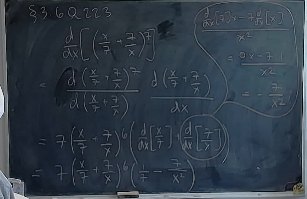 A photo of a whiteboard titled: S3.6 Q223: Chain Rule