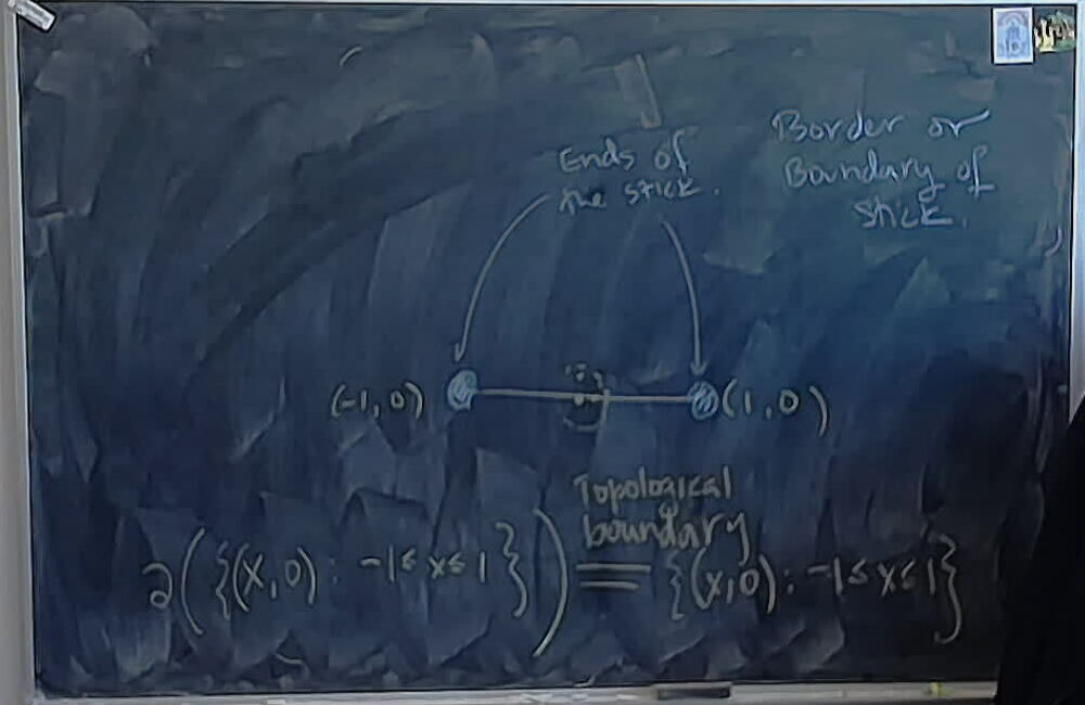 A photo of a whiteboard titled: The Ends of A Stick: Boundary Points