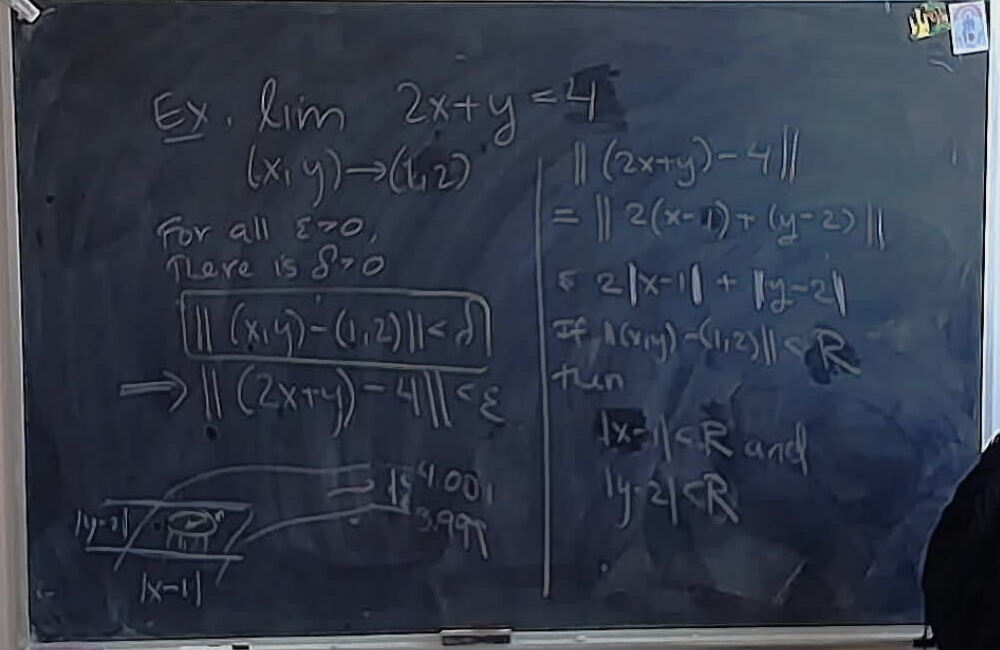 A photo of a whiteboard titled: Two Dimensional Limit