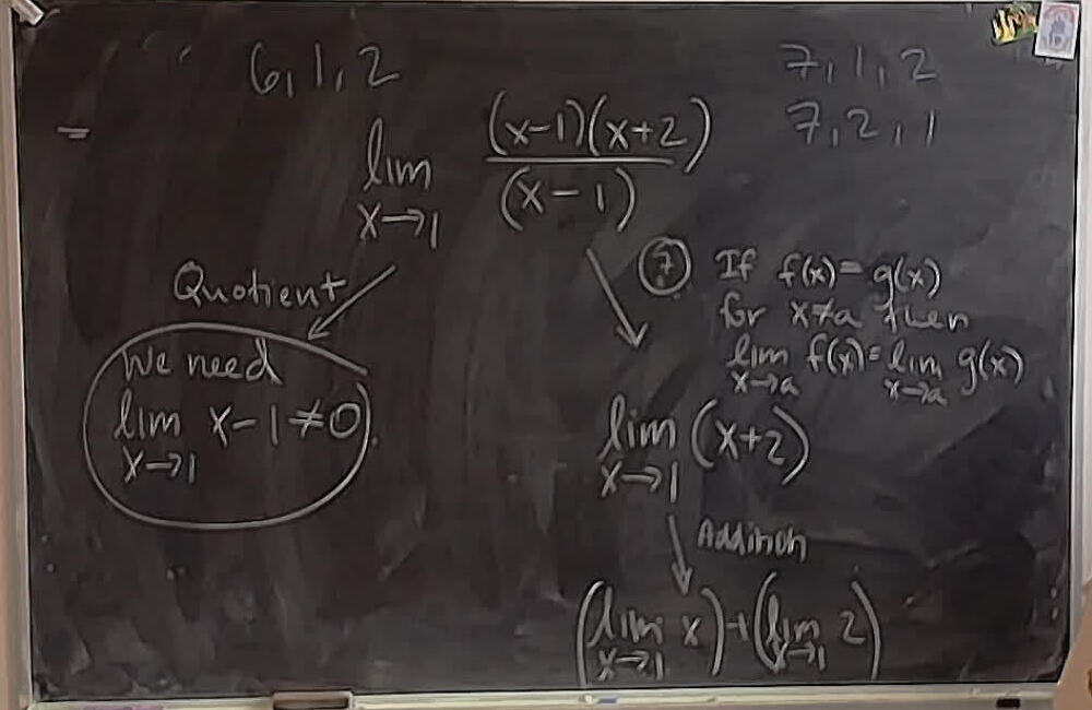A photo of a whiteboard titled: Order of Limit Laws