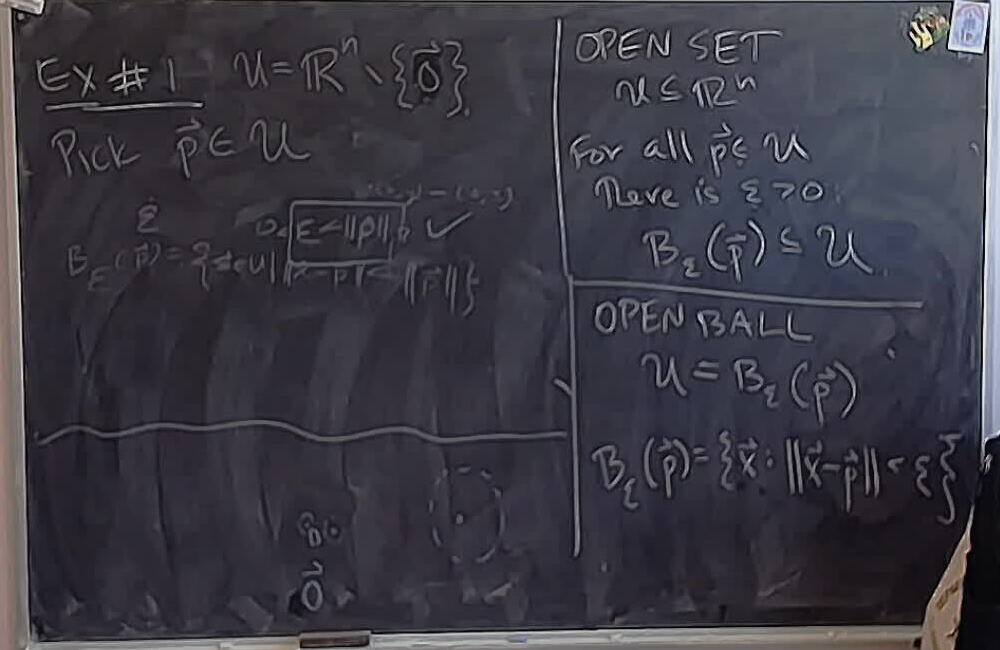 A photo of a whiteboard titled: Open Set: Example 1