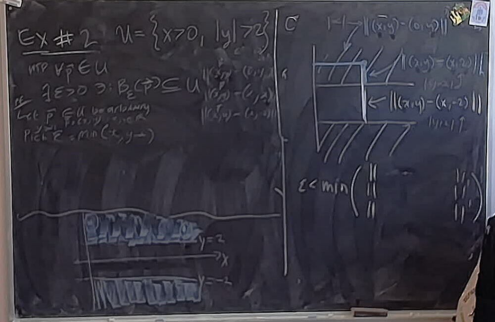 A photo of a whiteboard titled: Open Set: Example 2