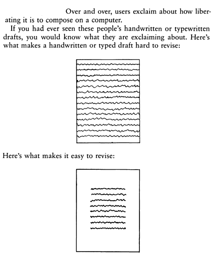 A tightly spaced page compared with a loosely spaced page